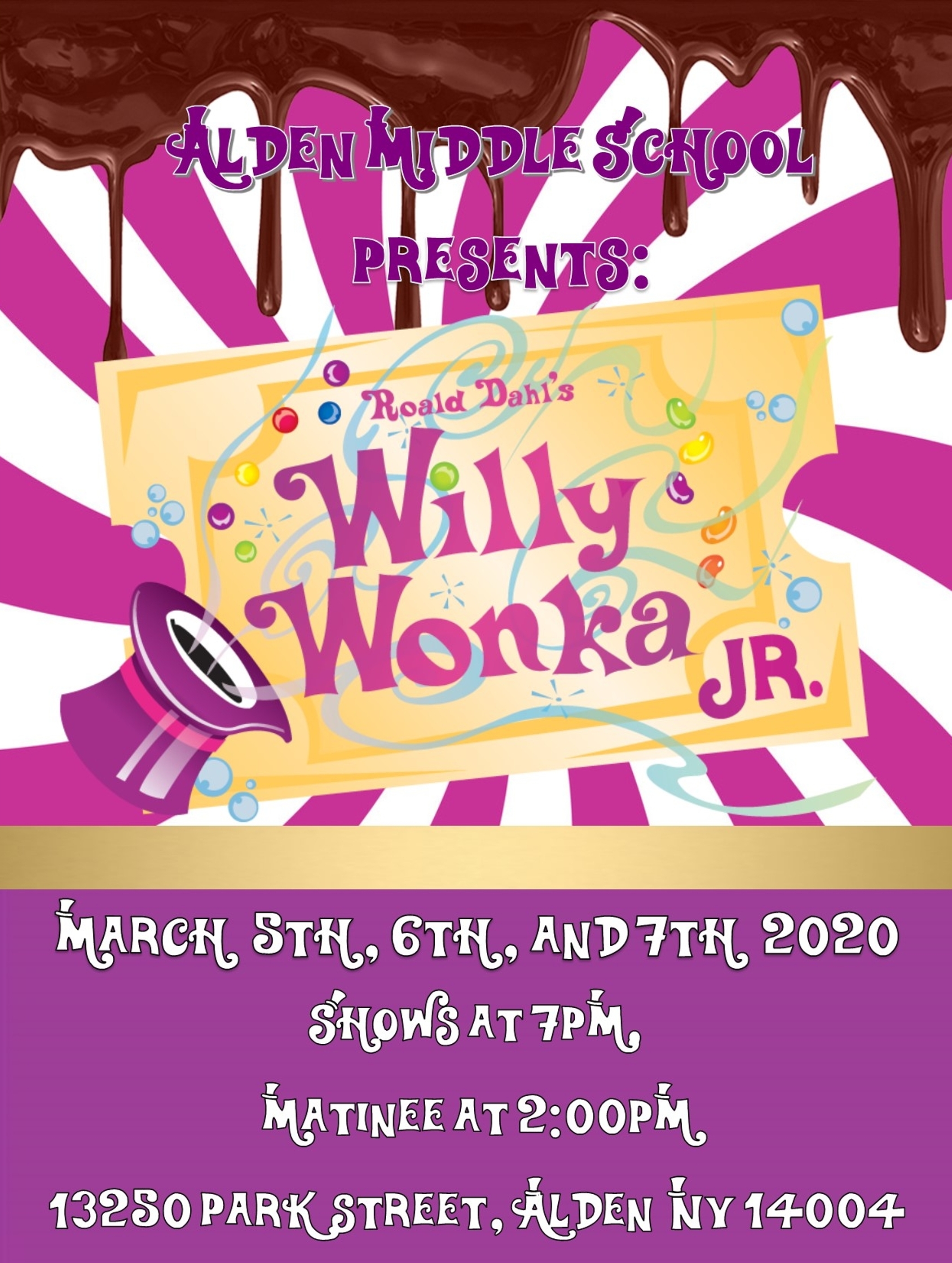 Roald Dahl's Willy Wonka JR. at Alden Middle School Performances