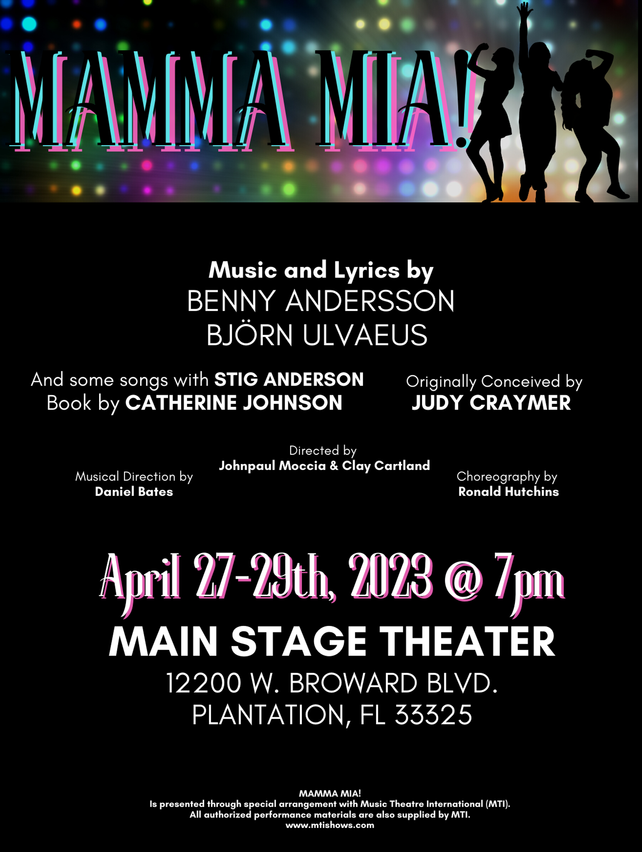 MAMMA MIA! at American Heritage Schools, Broward Campus - Performances  April 27, 2023 to April 29, 2023 - Cover
