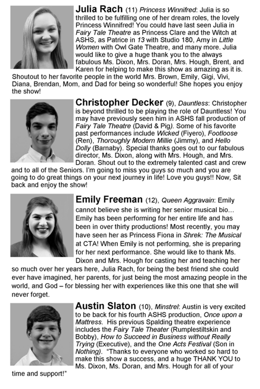 Once Upon a Mattress at Spalding High School Performances