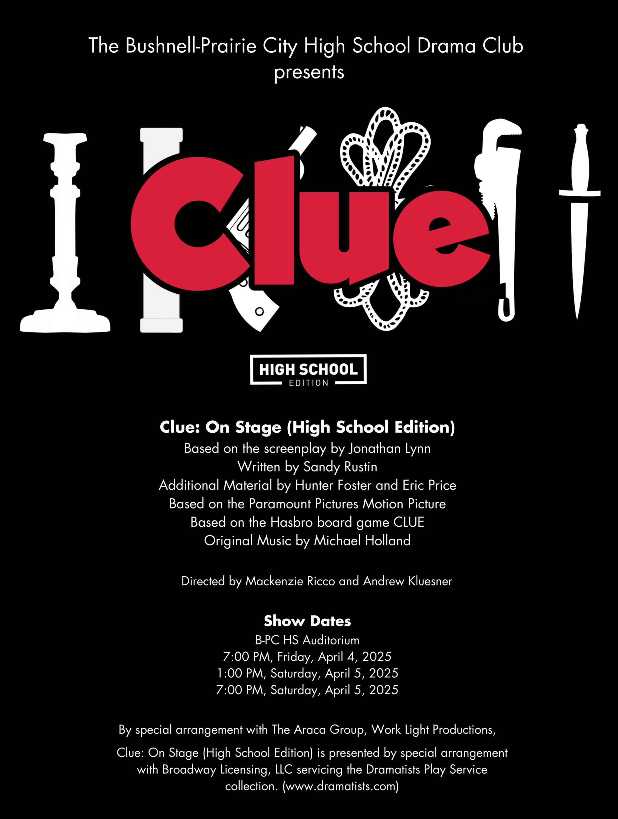 Clue: On Stage (High School Edition) at Bushnell Prairie City High