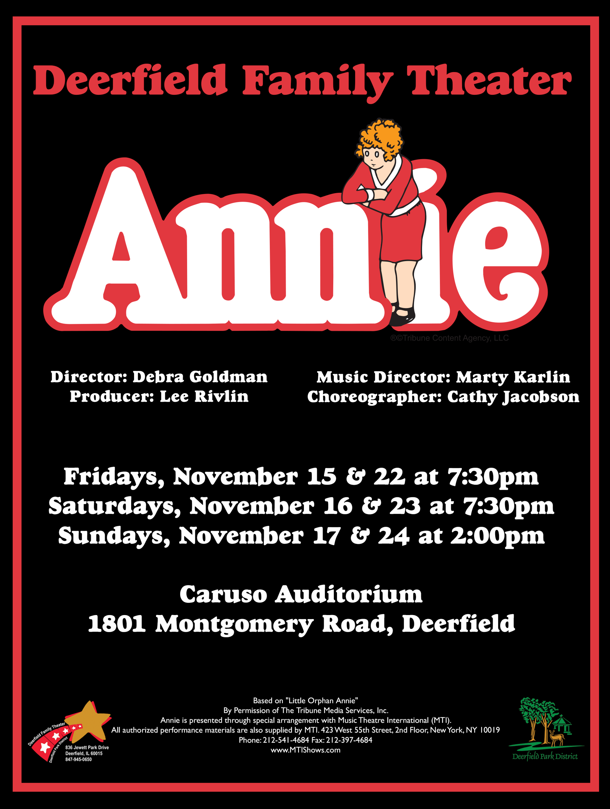 Annie at Deerfield Family Theater Performances November 15, 2019 to