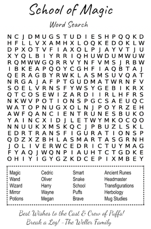 Puffs Word Search