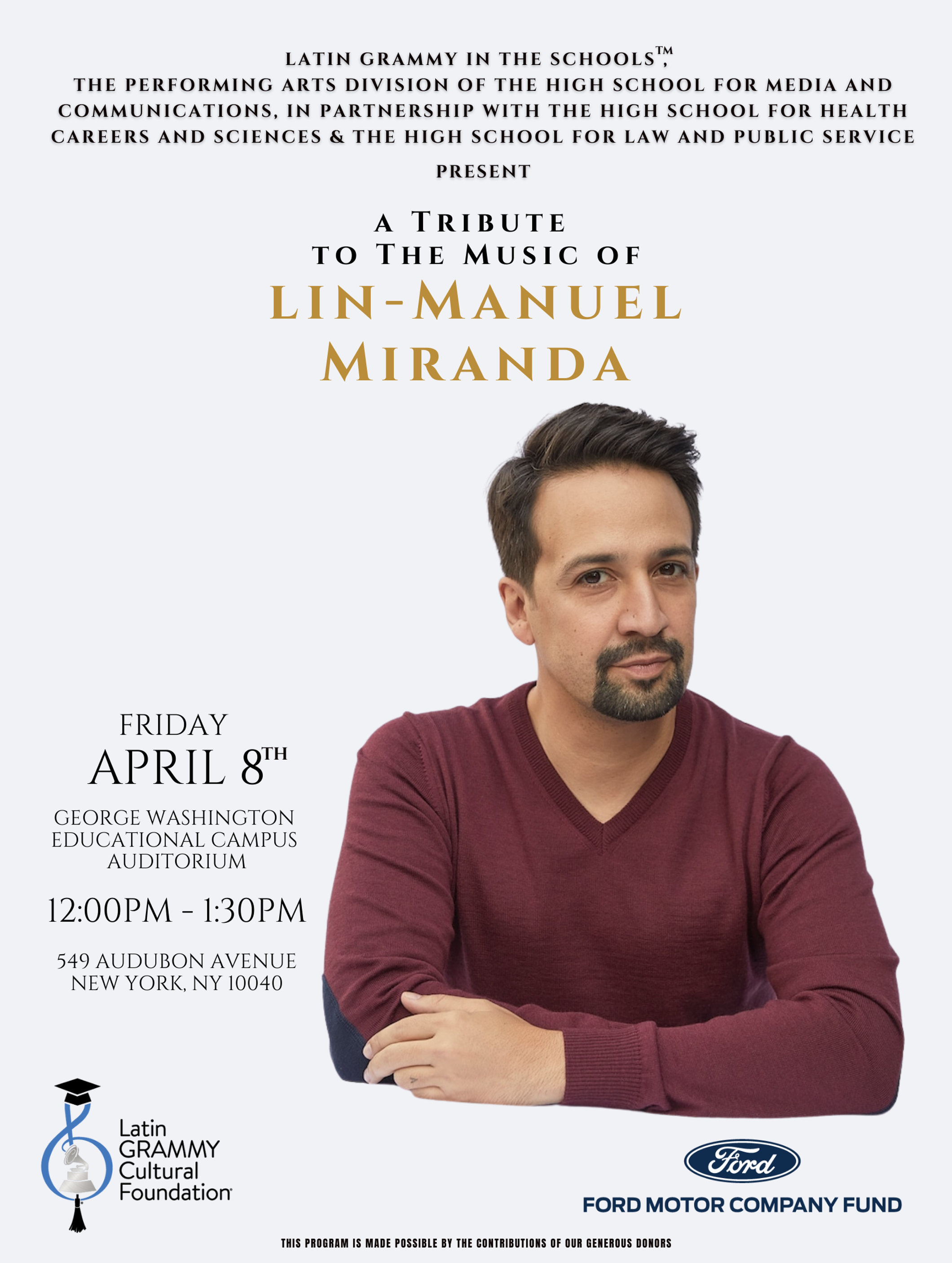 A Tribute to the Music of Lin Manuel Miranda at High School For