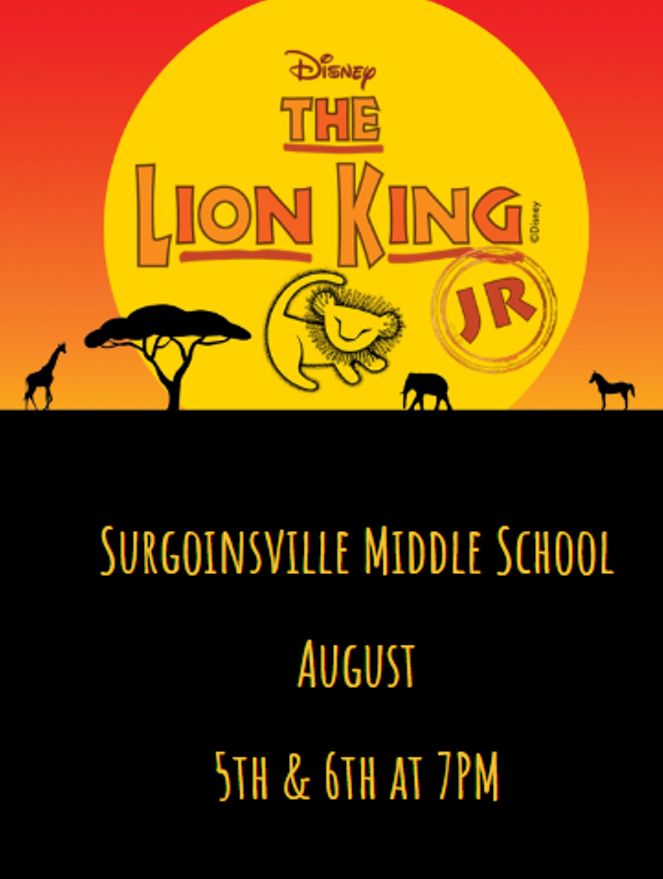 The Lion King Jr At Surgoinsville Middle School Performances August 5