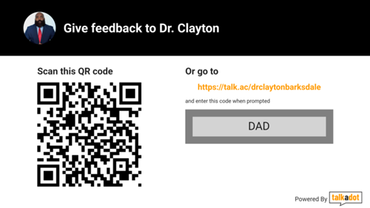 Scan QR code to provide feedback.