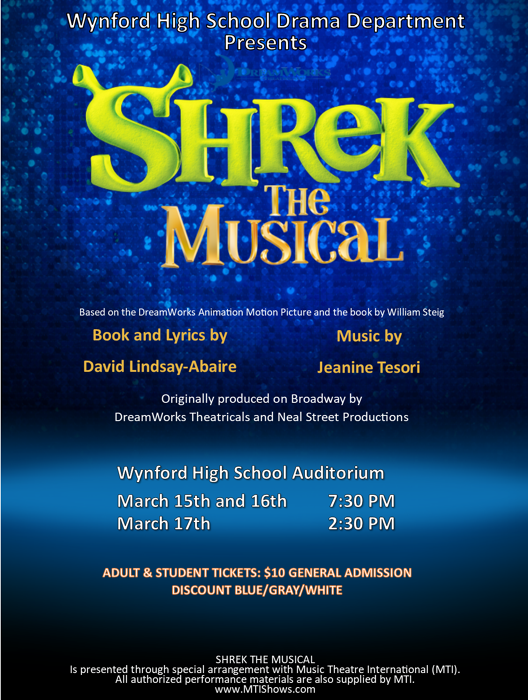 Shrek The Musical At Wynford High School Performances March 15